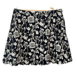 Talbots Woman Plus Sz 22W A-Line Skirt with Scalloped Hem 26"L B&W Floral Print